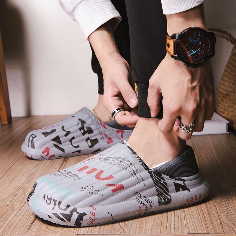 Тапочки для дома Добавить хлопок Мягкая и удобная обувь для мужчин Нескользящая обувь на платформе Домашние тапочки для пар Женская домашняя обувь