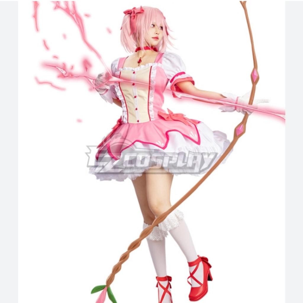 Аниме fille magique Kaname Madoka Косплей Костюм Kawaii Lolita fête карнавальный халат Rose Perruque Courte Idol Puella Magi Madoka