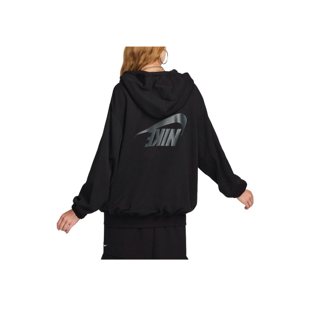 Nike Толстовка с капюшоном и застежкой-молнией, с длинными рукавами и принтом логотипа, женская толстовка серого цвета FV7516-010