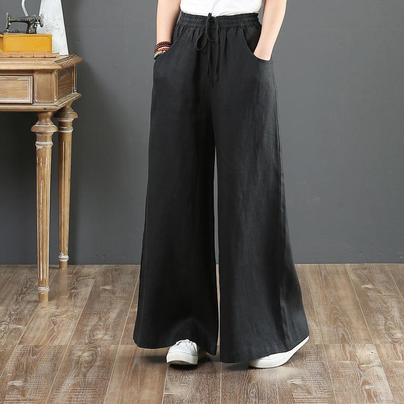 Summer Women's Wide-leg Pants Fall Retro Style Flared Skirt Fashion Commuter Solid Color Popular Color Orange Army Green