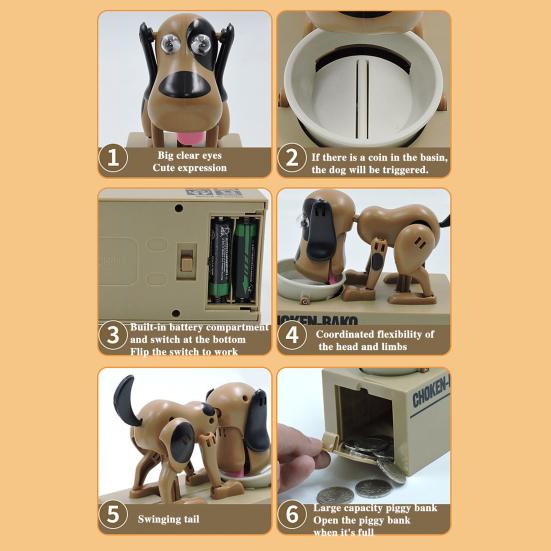 Поедание денег Собака Копилка Подвижные соединения Щенок Электрическая Копилка Автоматическая