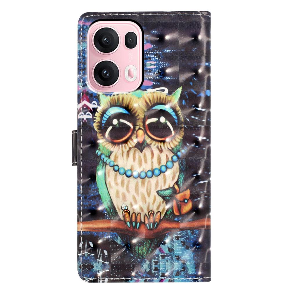 3D Pattern PU Leather Phone Wallet Case for Oppo A58 A38 A18 A57 A94 A17 A76 A36 A96 Reno8 Find X5 Reno7 A74 A54 A93 A78 Realme C61 C63 Realme 14 Pro