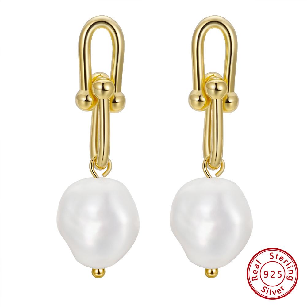 ORSA JEWELS Отобранные серьги с жемчугом барокко из стерлингового серебра 925 пробы Винтажные серьги-подвески с жемчугом 14K золотом Ювелирные изделия для женщин GPE54