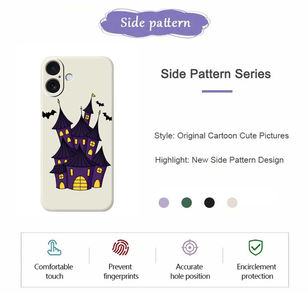 For iPhone 17 Case Bat Castle Pattern Printing Straight Edge TPU Phone Back Cover