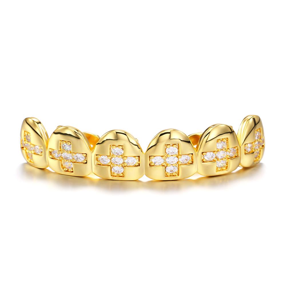 Fashion Full CZ Stone Rhinestone Braces Zircon Teeth Cap Brace For Women Men Top Bottom Dental Grills Personalized Body Jewelry