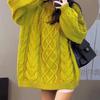 Large Thick Thread Twist Sweater Women's Thickened Medium and Long Autumn and Winter Loose Lazy Wind Knitted Jacket Top