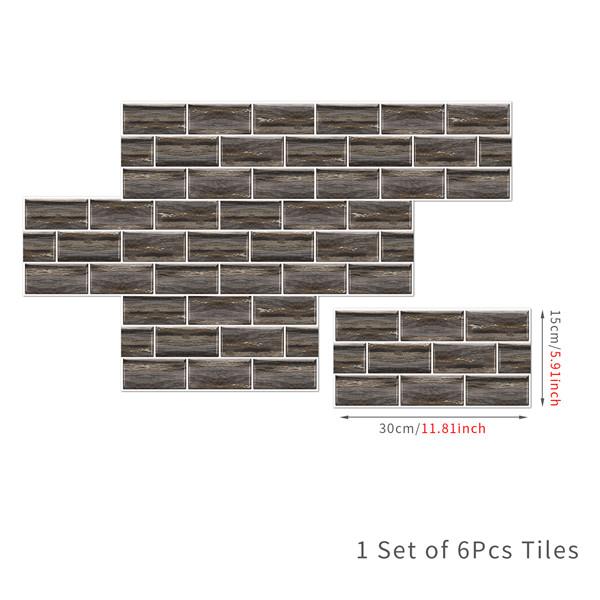 6 шт., маслостойкая наклейка для кирпичной плитки, наклейка на стену для кухни, самоклеющаяся водонепроницаемая наклейка для ванной, обои 15x30 см