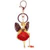 Металлический брелок для ключей в виде балерины, циркон, кольцо для ключей автомобиля, роскошный кулон со стразами для девочки, женский