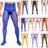 Mens Sheer Crotchless Tights Glossy Smooth Mid Waist Stretchy Leggings Lightweight Sheer Pantyhose