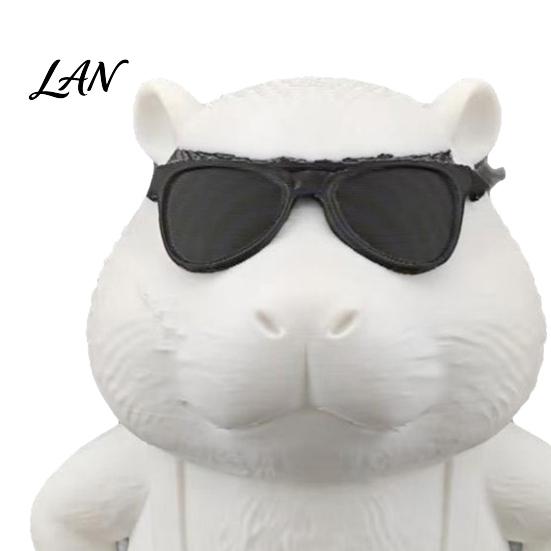Cool Style Cartoon Figurine 3D Printed Aardvark Figurine, Animal Ornament with Overalls Removable Sunglasses, Desktop Decoration for Adults