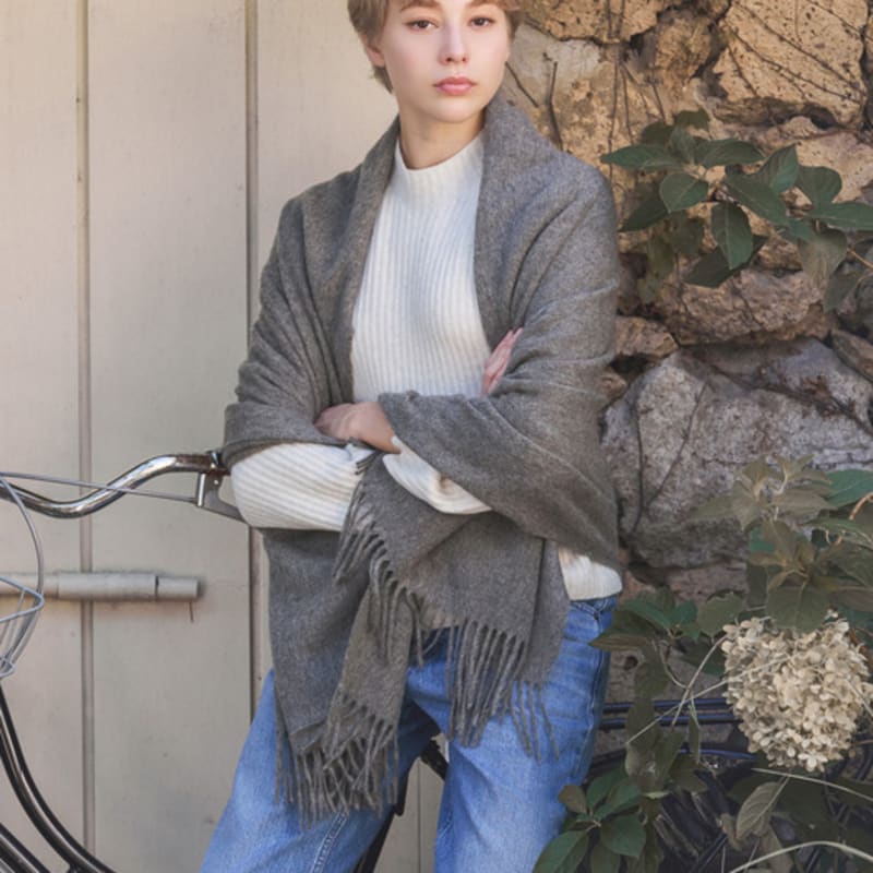 ABRAHAM MOON Merino Wool Shawl 70cm - Hessian