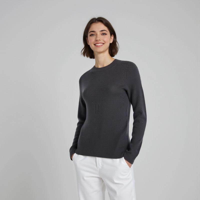 Autumn and Winter New Worsted Seamless Full Wool Machine Washable Wool Sweater Female Slim and Thin Inside
