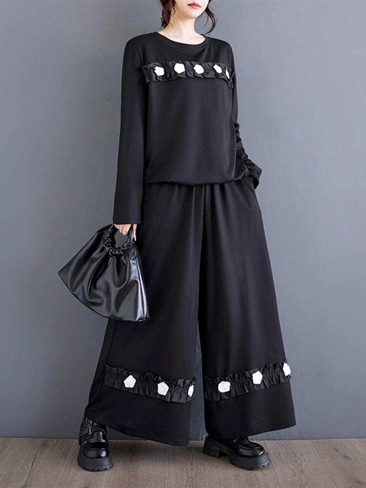 Xitao Женские комплекты брюк с объемным цветочным узором LJ1087