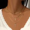 Cross Pendant Necklace for Women Charms Fashion Bohemia Gold Color Clavicle Chain Female Vintage Jewelry Trendy Gifts
