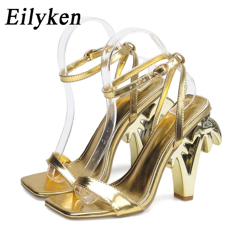 Fashion Eilyken Sexy Green Ankle Cross Strap Sandals Women Summer Fashion Open Toe Club Stripper Design Fretwork Heels Ladies Shoes