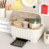 Countertop Utensil Caddy Dish Storage Box Efficient Draining Design Large Capacity Tableware Storage Container with Dustproof Lid
