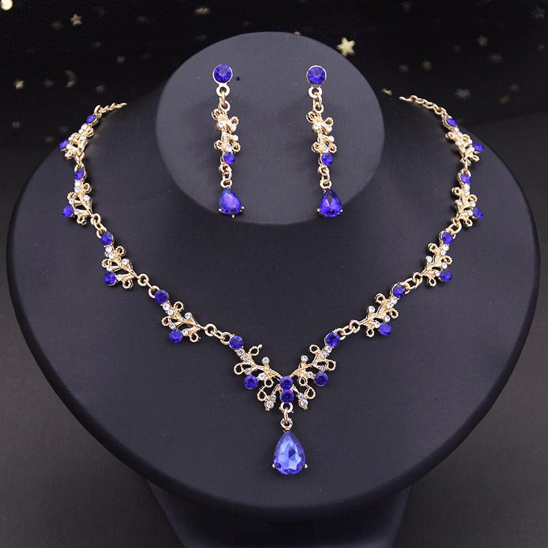 Подвески со стразами и кристаллами, ожерелья, серьги, наборы для женщин, модные украшения, свадебные аксессуары для выпускного костюма