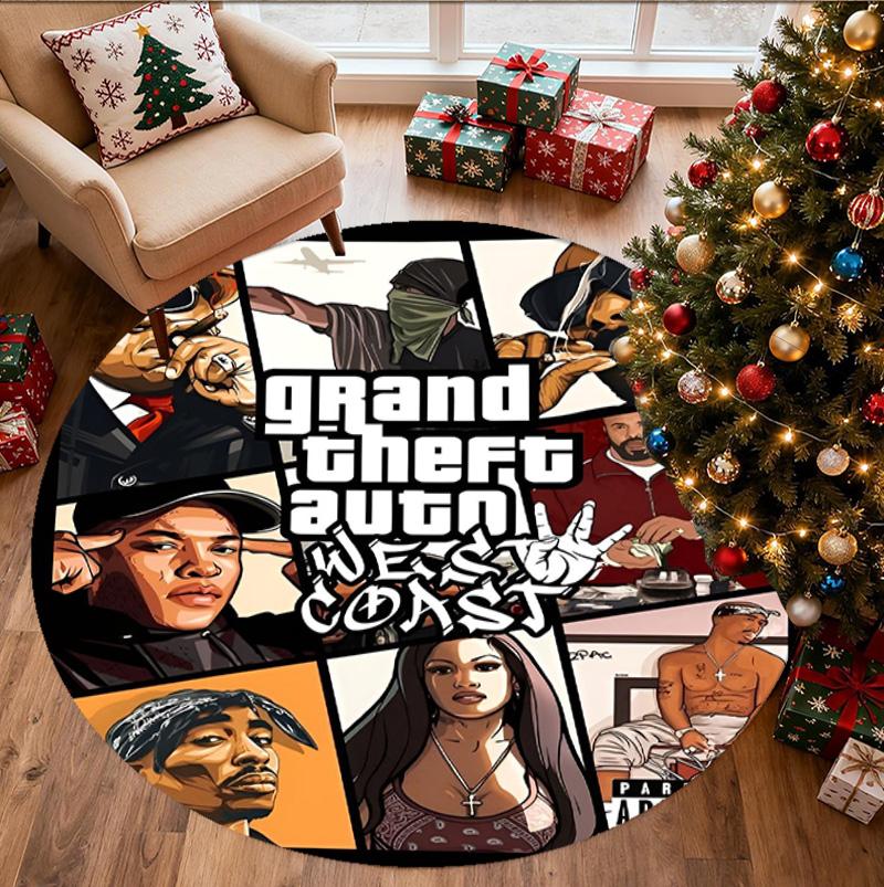Круглый коврик с узором Grand Theft Auto VI, коврик для помещений/улицы, для пикника, игровой комнаты, спальни, офиса, гостиной, ковер для декора дома, подарок на день рождения