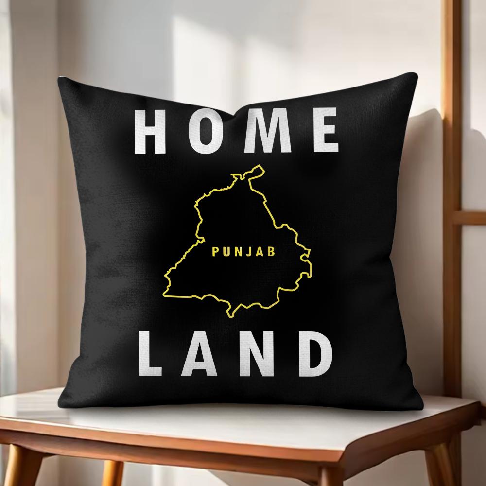 Classic PPunjab Map Cushion Cover Natural Linen Organic Fabric DoubleSided Printing Couch Pillow Covers Home Decor