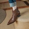 2024 Retro Women Ankle Boots Genuine Leather Quality Autumn Winter  Pointe Toe Thin High Heels Elegant Office Lady Boots Woman