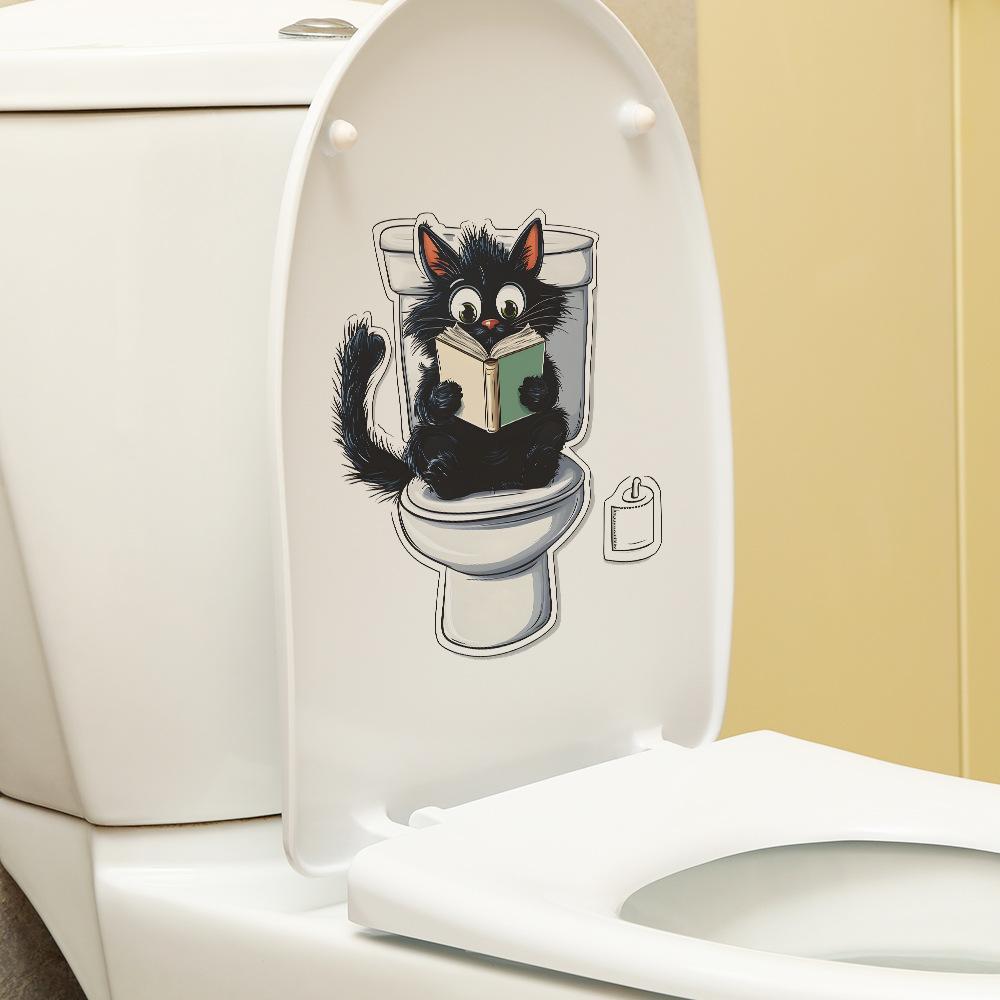 Мультяшный Пушистый Маленький Черный Кот Рулонная Бумага Ванная Туалет и Наклейки для Украшения Дома