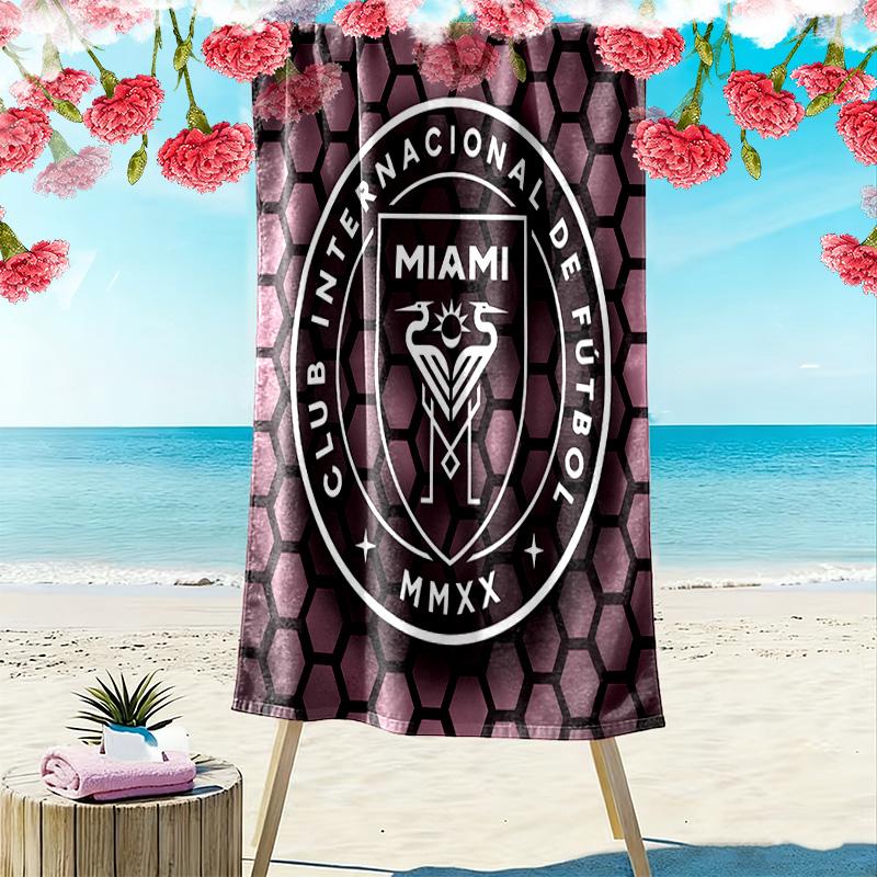 Пляжное полотенце с принтом Inter Miami CF, большое, мягкое, быстросохнущее, для пляжа, кемпинга, плавания