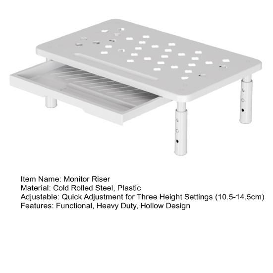 Подставка для монитора компьютера из холоднокатаной стали, вентилируемая подставка для монитора с ящиком, 3-уровневая регулировка высоты, для ноутбука