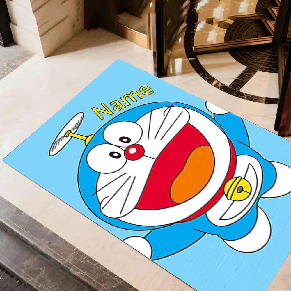 Doraemon's Happy Adventure Personalized Name Carpet Perfect for Dining Room Outdoor Decorate room Living Rooms Anti-slip Rug Anime Office Decor