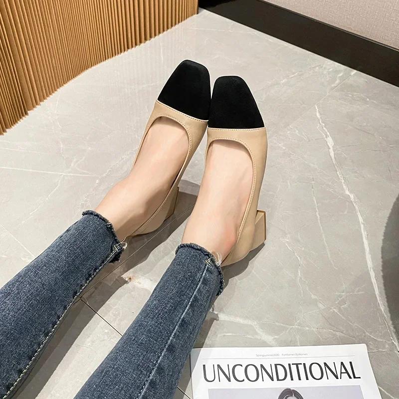 Women's High Heels Luxury Designer Shoes French Autumn New Slip On Casual Office Work Loafer Pumps Zapatillas Mujer 2024