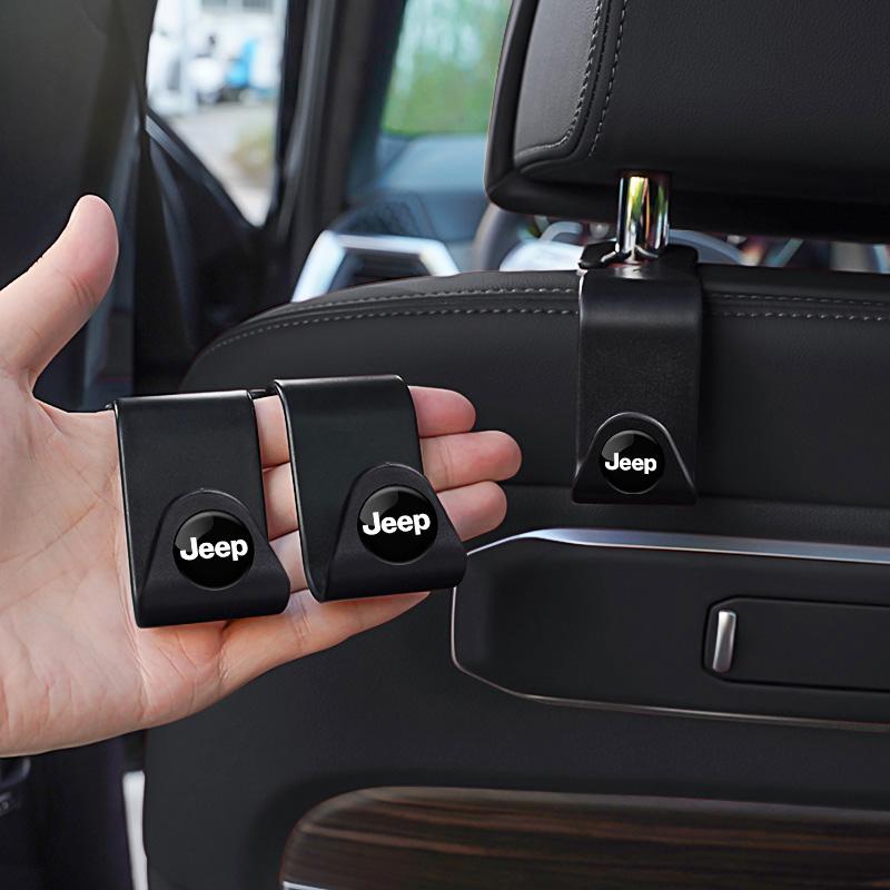 AIN4 2Pcs Portable Car Seat Back Hooks Storage Accessories For Jeep Grand Cherokee Wrangler JK Gladiator Compass Renegade Wagoneer