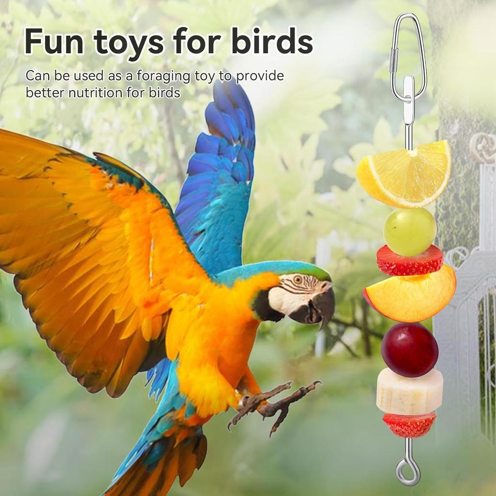 5PCS Bird Cage Feeder Stainless Steel Bird Food Holder Parrot Fruit Vegetable