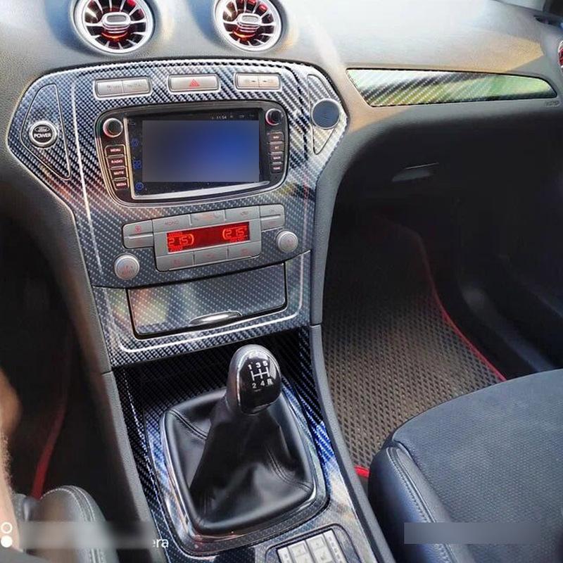 For Ford Mondeo 2007-2010 Interior Central Control Panel Door Handle 5DCarbon Fiber Stickers Decals Car styling Accessorie