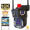 10K UHD-20X Optical Zoom Outdoor Wifi Surveillance Camera 6K Waterproof AI Automatic Tracking PTZ Five-lens Three-screen IP CCTV