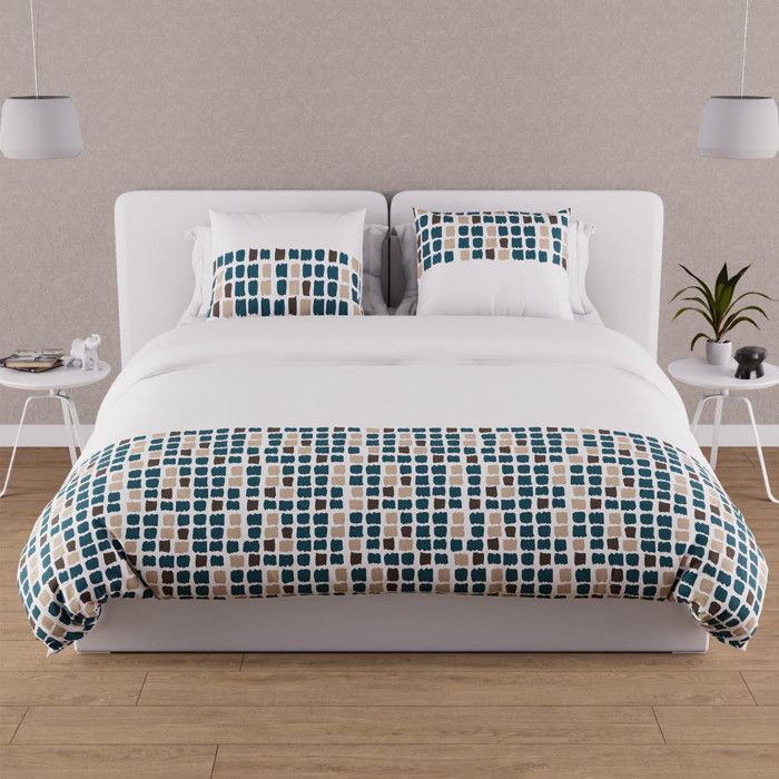 57 Thread Count Cotton Duvet Cover Set 240x220 Cm FABIO Blue, by Soleil d'Ocre