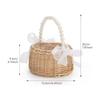 Handwoven Basket With Pearl Handle Wicker Rattan Picnic Natural Woven Storage Basket Wedding Birthday Party Flower Basket Decor