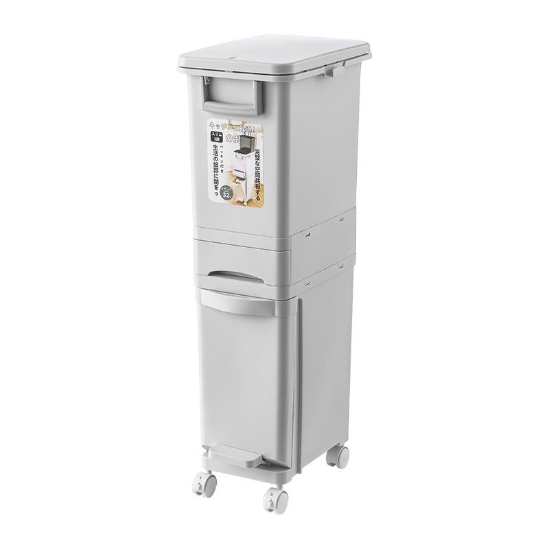 Kitchen Waste Bin with Wet/Dry Separation - Sealed, Portable, and Sanitary Trash Can