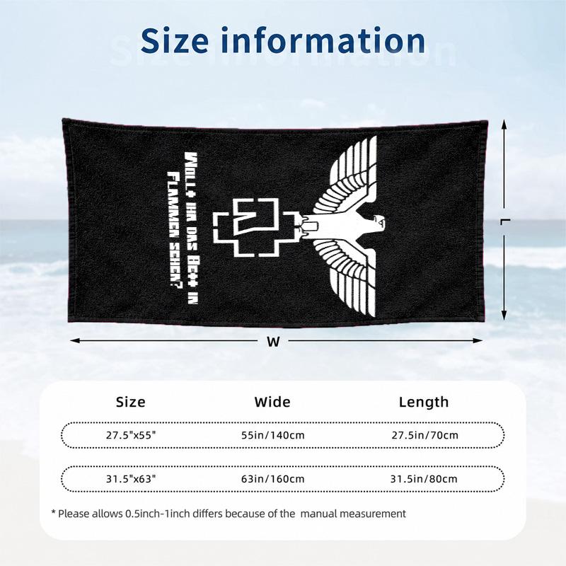Rammstein Microfiber Beach Towel Quick Dry Sand Free Lightweight Beach Towels for Travel Swimming Camping