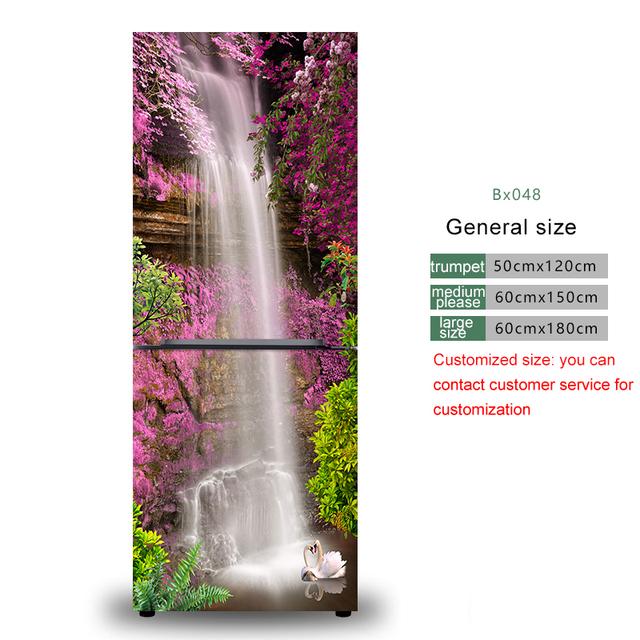 28 Styles For Choice Beach Scenery Refrigerator Sticker Peel and Stick Waterproof Double Door Freezer Cupboard Decor Art Mural