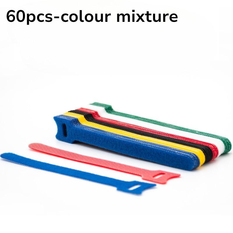 60PCS T-shaped Hook and Loop Cable Tie Convenient Binding with Self-adhesive Cable Tie Curtain Wire Magic Belt Wire Organizer