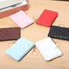 Women Wallet Portable Mini Faux Leather Smooth Zipper Key Ring Cards Holder