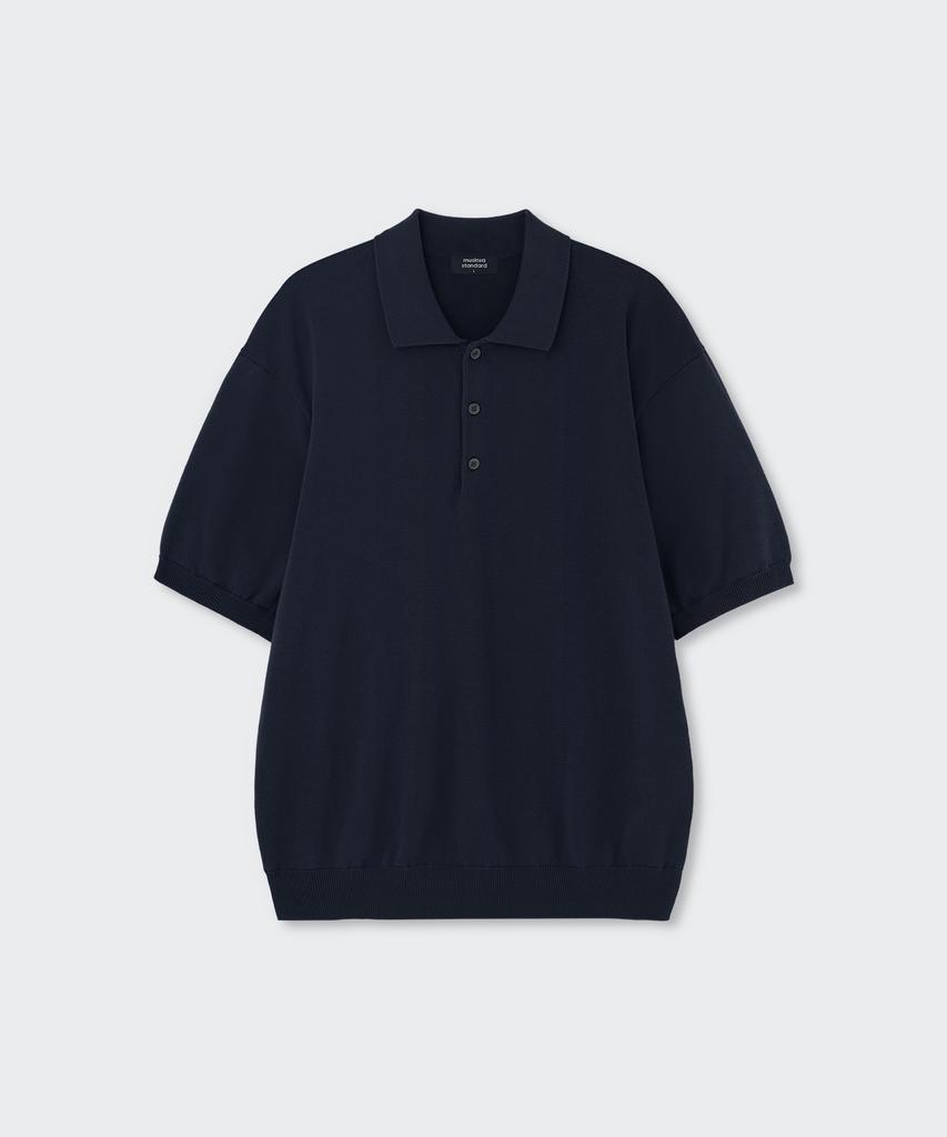 MUSINSA STANDARD Washable Supima Cotton Knitted Polo Shirt [Navy]