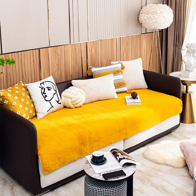 Зимняя толстая бархатная подушка для дивана с кроликом, супер мягкий шезлонг, чехол для дивана, полотенце, нескользящие чехлы для дивана, домашний декор