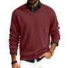 Men's V-neck Long-sleeved Ribbed Knit Pullover