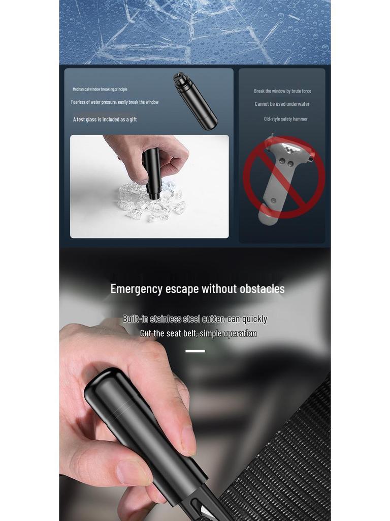 Emergency Car Escape Hammer & Window Breaker with Seatbelt Cutter – Multi-functional Safety Tool