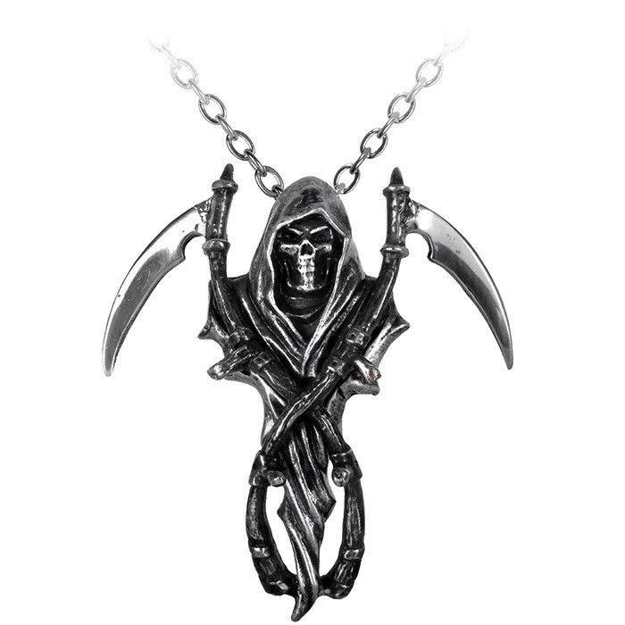 316L Stainless Steel Reaper's Scythe Skull Pendant Grim Reaper Gothic Death Pendant Necklace Jewelry