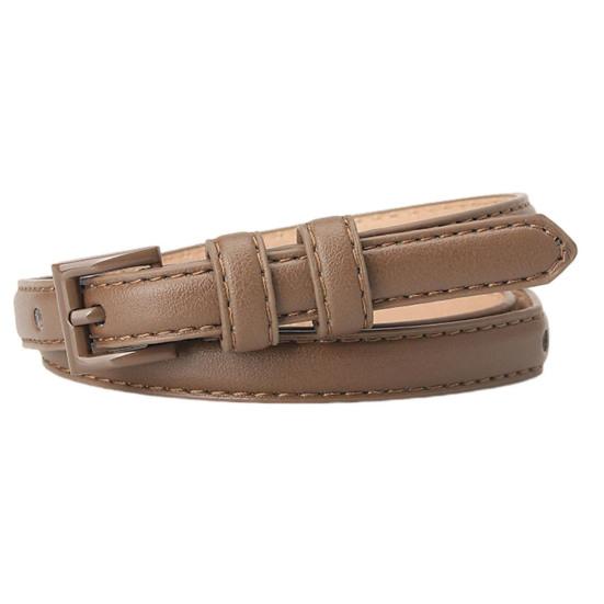 Women Thin Pants Belt Solid Color Faux Leather Waistband Adjustable Length Multi Holes Design Jeans Belt