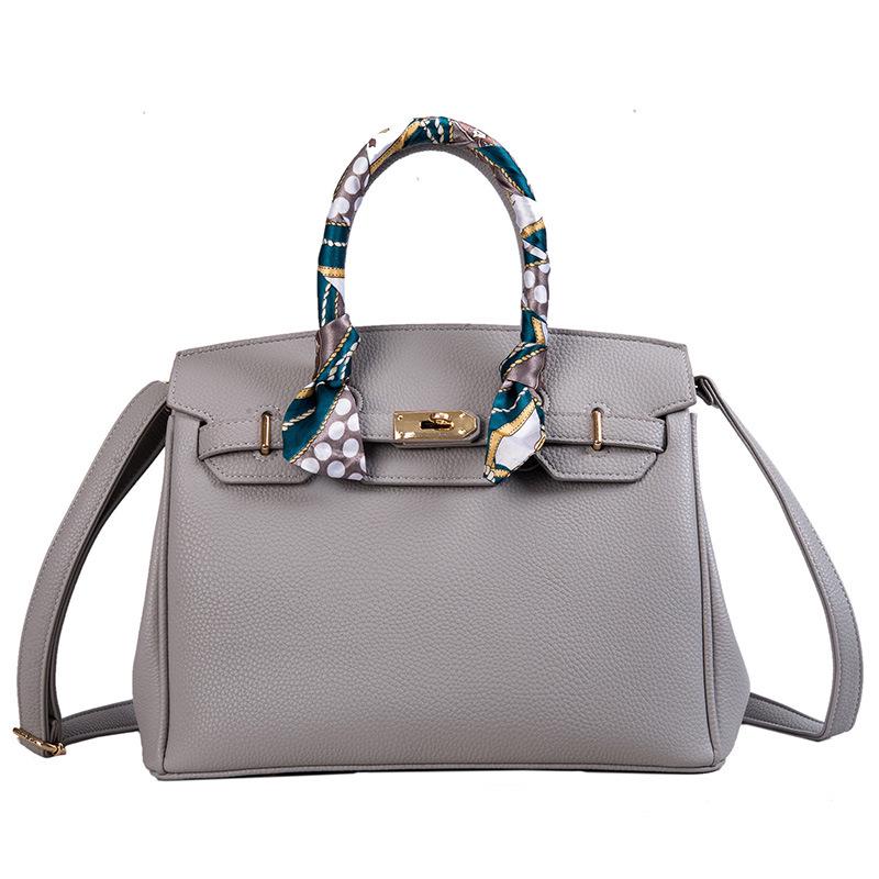 Women Bags Fashion Lychee Pattern Platinum Bag Hand Shoulder Diagonal Female Bag