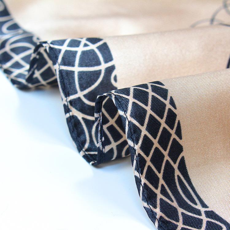 Высококачественные роскошные шелковые шарфы, повязка на голову, шарфы, шейный шарф для женщин, шелковый шарф с цепочкой, женская декоративная шаль