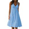 Женское пляжное платье для летних каникул, элегантное однотонное платье с v-образным вырезом на бретельках, повседневное вечернее платье-комбинация