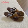 Fashion Aphixta Women Classic Slides Cow Suede Thin Heels Slippers For Women Summer Beach Sandals Outdoor Flip Flops Ladies Shoes